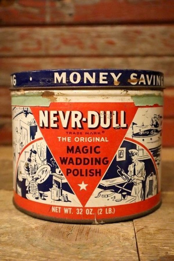 画像1: dp-221101-04 NEVR-DULL / 1940's Cleaning & Polishing Cloth Can