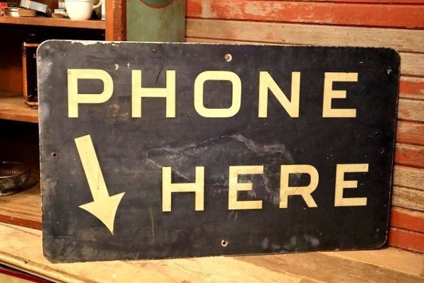 画像1: dp-221201-36 "PHONE HERE" Vintage Sign