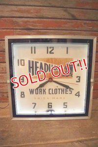 dp-230101-44 HEADLIGHT WORK CLOTHES 1940's Advertising Neon Clock