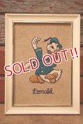ct-230301-97 Donald Duck / 1960's Embroidered Framed Picture