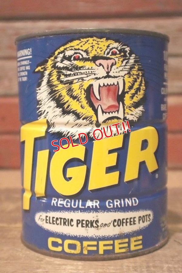 画像1: dp-230414-76 TIGER COFFEE / 1960's Tin Can