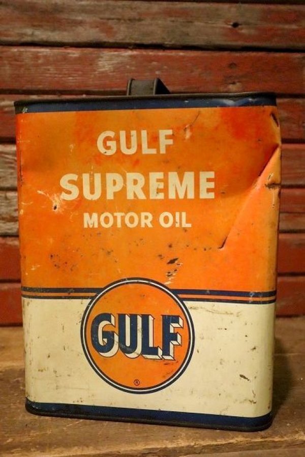 画像2: dp-230414-14 GULF / 1960's GULF SUPREME MOTOR OIL 2 U.S. Gallons Can