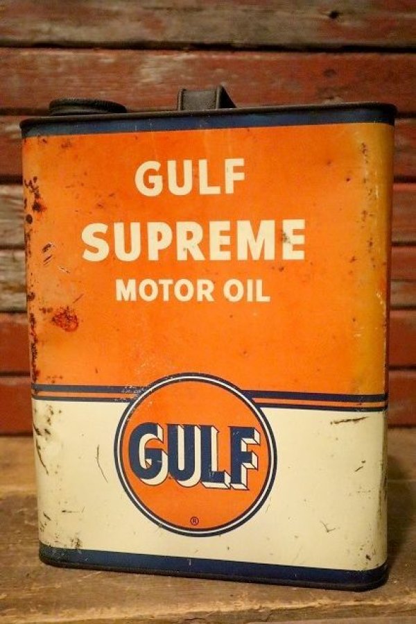 画像1: dp-230414-14 GULF / 1960's GULF SUPREME MOTOR OIL 2 U.S. Gallons Can