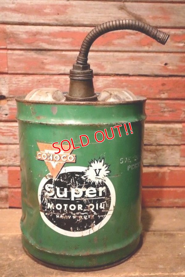 画像1: dp-230401-20 CONOCO / SUPER V MOTOR OIL1950's-1960's 5 U.S. GALLONS OIL CAN