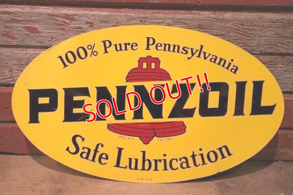 画像1: dp-230401-44 PENNZOIL / 1970's W-side Metal Sign