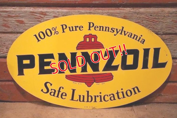 画像6: dp-230401-44 PENNZOIL / 1970's W-side Metal Sign
