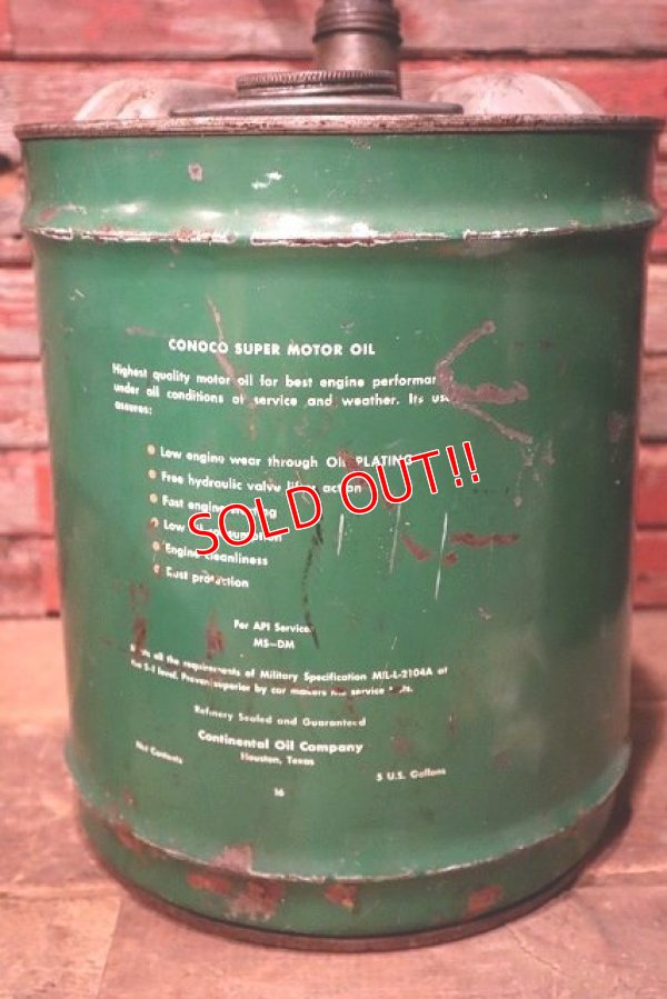 画像5: dp-230401-20 CONOCO / SUPER V MOTOR OIL1950's-1960's 5 U.S. GALLONS OIL CAN