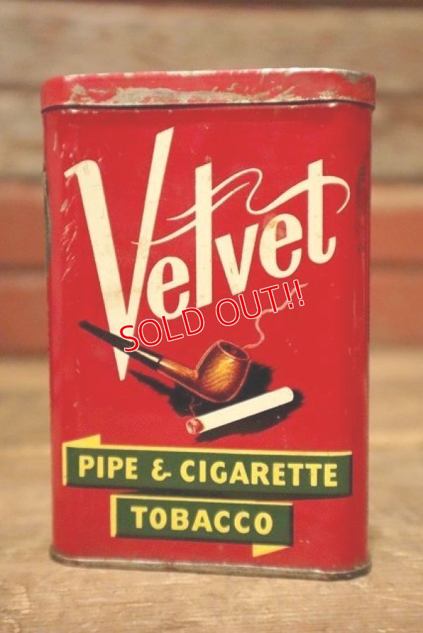 画像1: dp-230401-02 Velvet / 1940's-1950's Pipe & Cigarette Tobacco Can
