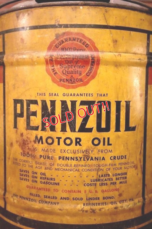 画像4: dp-230503-81 PENNZOIL / 1950's-1960's 5 U.S. GALLONS CAN