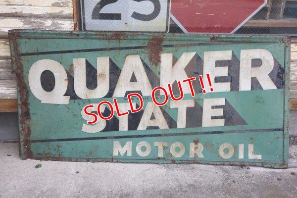 画像1: dp-230401-23 QUAKER STATE MOTOR OIL / 1940's METAL SIGN