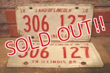 dp-230601-21 License Plate 1968 ILLINOIS "306 127" Set