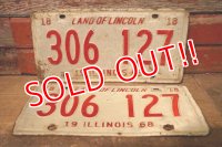 dp-230601-21 License Plate 1968 ILLINOIS "306 127" Set