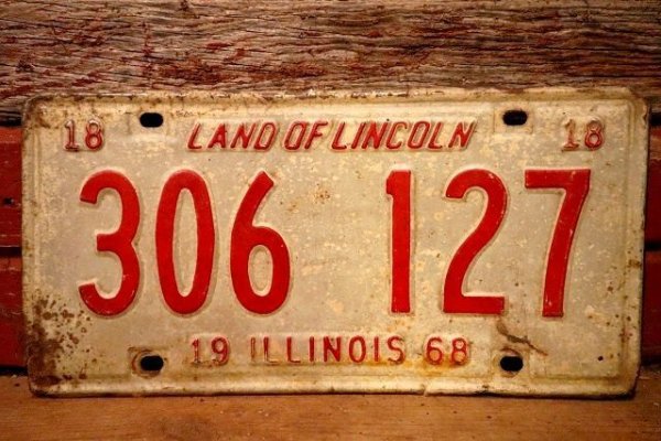 画像2: dp-230601-21 License Plate 1968 ILLINOIS "306 127" Set