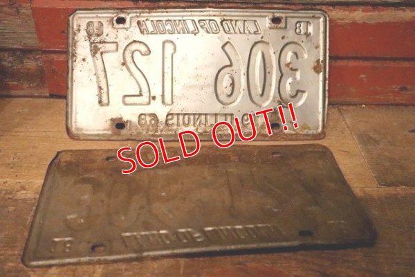 画像8: dp-230601-21 License Plate 1968 ILLINOIS "306 127" Set