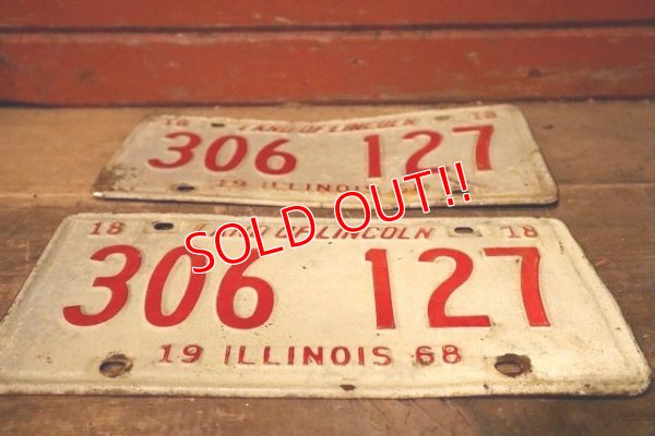 画像7: dp-230601-21 License Plate 1968 ILLINOIS "306 127" Set
