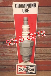 dp-230401-53 CHAMPION SPARK PLUGS / 1970's 3D Plastic Sign