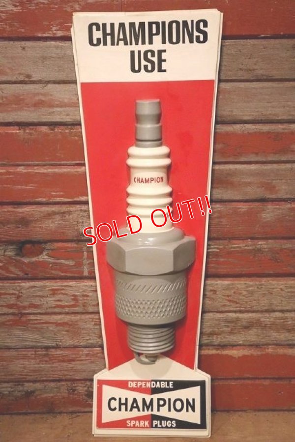 画像1: dp-230401-53 CHAMPION SPARK PLUGS / 1970's 3D Plastic Sign