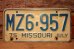 画像1: dp-230601-21 License Plate 1975 MISSOURI  "MZ6-957" (1)