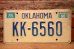 画像1: dp-230601-21 License Plate 1980 OKLAHOMA  "KK-6560" (1)