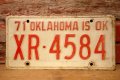 dp-230601-21 License Plate 1971 OKLAHOMA  "XR-4584"