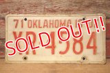 dp-230601-21 License Plate 1971 OKLAHOMA  "XR-4584"
