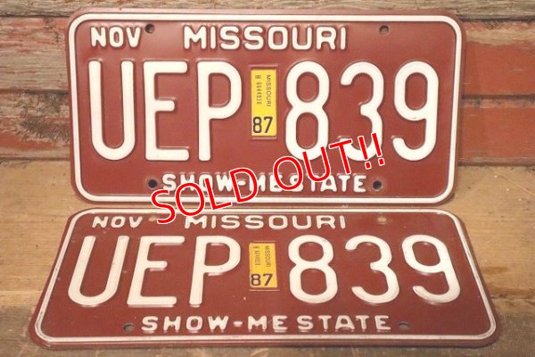 画像1: dp-230601-21 License Plate 1987 MISSOURI "UEP 839" Set