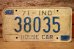 画像1: dp-230601-21 License Plate 1971 INDIANA  "38035"  (1)