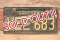 dp-230724-23 License Plate 1960's CALIFORNIA "VEE 683"