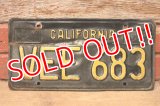 dp-230724-23 License Plate 1960's CALIFORNIA "VEE 683"