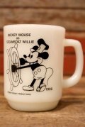 kt-230809-06 Mickey Mouse / Anchor Hocking 1980's 9oz Mug "Steam boat willy"