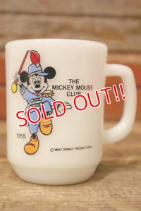 kt-230809-04 Mickey Mouse / Anchor Hocking 1980's 9oz Mug "Mickey Mouse Club"