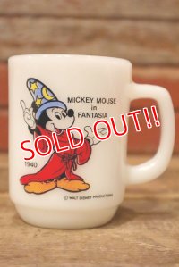 kt-230809-05 Mickey Mouse / Anchor Hocking 1980's 9oz Mug "FANTASIA"