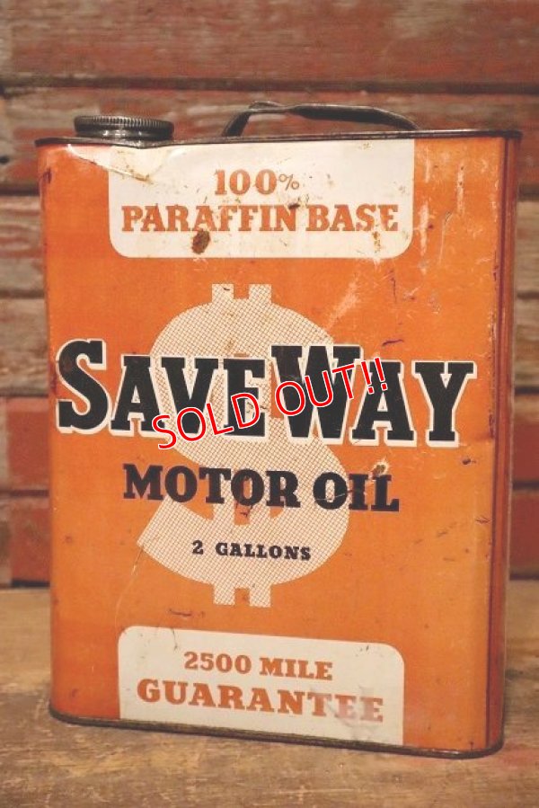 画像1: dp-230809-11 SAVE WAY & MOTOR OIL / Vintage 2 Gallons Can