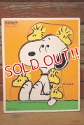 ct-230809-01 Snoopy & Woodstock / Playskool 1980's Wood Frame Tray Puzzle "Beagle Buddies"