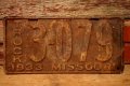 dp-230601-21 License Plate 1933 MISSOURI "TRUCK 3-079"