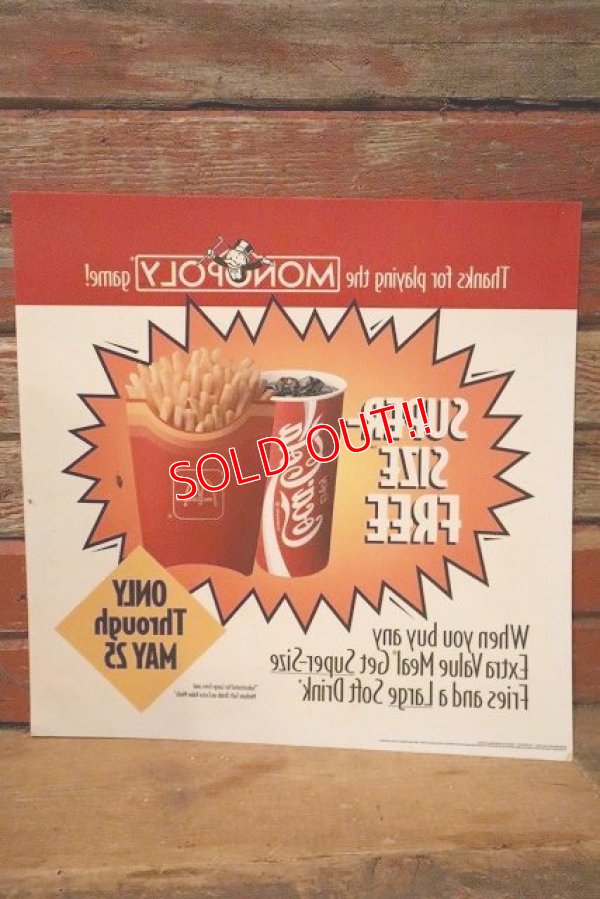 画像7: dp-230901-45 McDonald's / MONOPOLY 1995 SUPER-SIZE FREE Translite