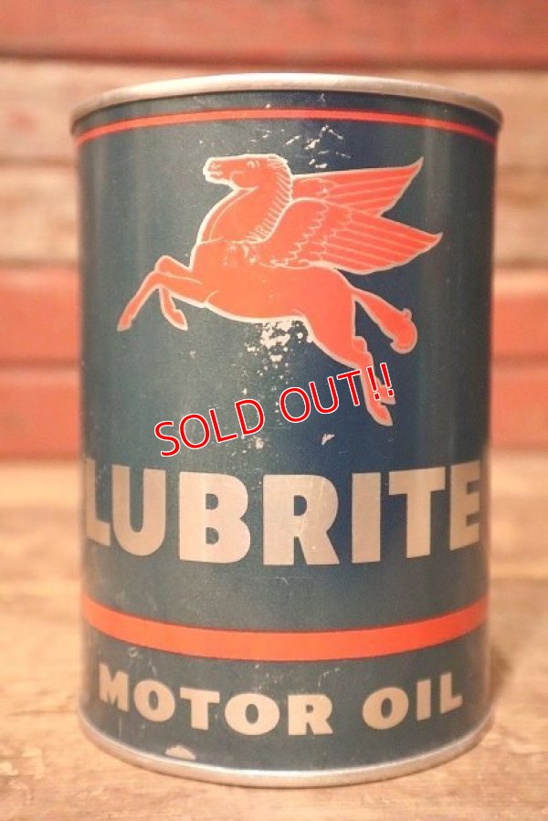 画像2: dp-230901-68 Mobil LUBRITE / 1950's-1960's MOTOR OIL One U.S. Quart Can