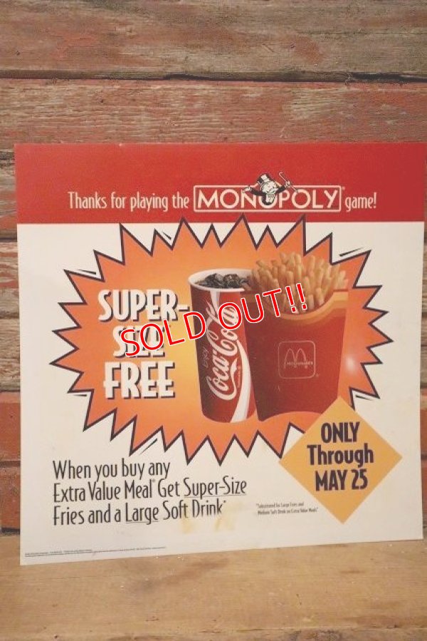 画像1: dp-230901-45 McDonald's / MONOPOLY 1995 SUPER-SIZE FREE Translite