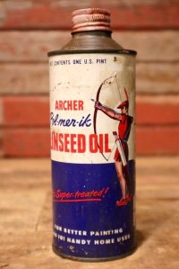 dp-230901-120 ARCHER / 1950's Pol-mer-ik LINSEED OIL CAN