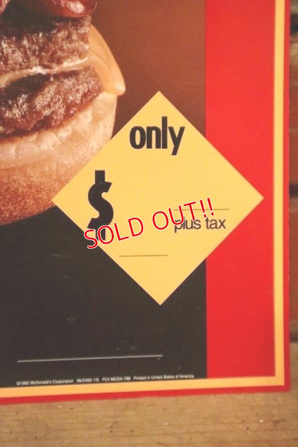 画像3: dp-230901-45 McDonald's / 1992 Menu Sign "Bacon Double Cheeseburger Meal"