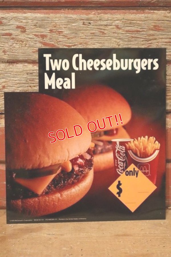 画像1: dp-230901-45 McDonald's / 1993 Menu Sign "Two Cheeseburgers Meal"