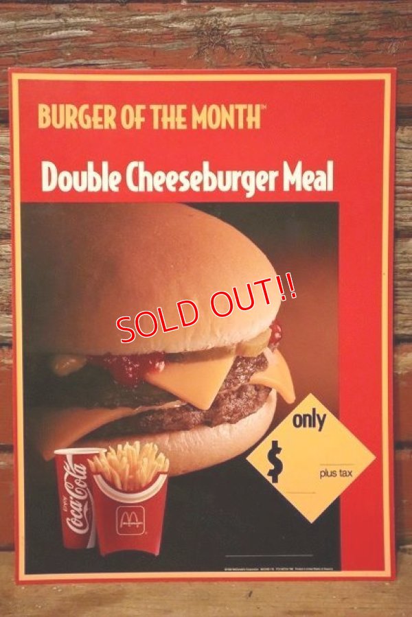画像1: dp-230901-45 McDonald's / 1992 Menu Sign "Double Cheeseburger Meal"