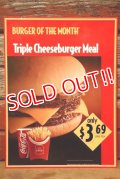 dp-230901-45 McDonald's / 1992 Menu Sign "Triple Cheeseburger Meal"