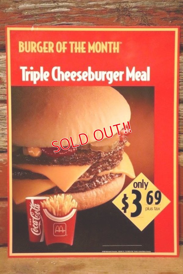 画像1: dp-230901-45 McDonald's / 1992 Menu Sign "Triple Cheeseburger Meal"