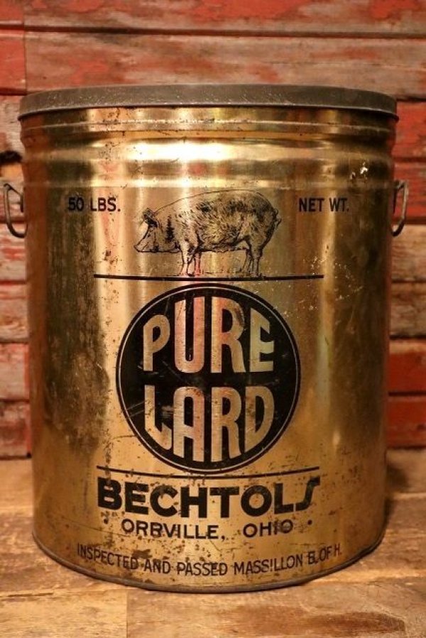 画像1: dp-231001-31 BECHTOLS PURE LARD 1940's-1950's Can 