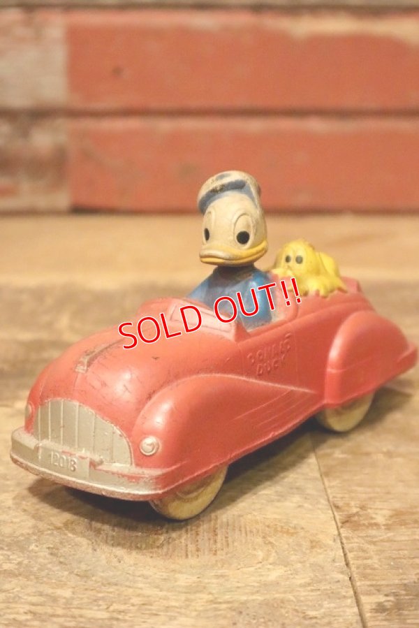 画像1: ct-231001-10 Donald Duck & Pluto / SUN RUBBER 1930's-1940's Car