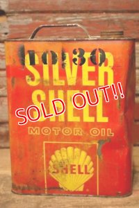 dp-231012-61 SILVER SHELL / 1950's TWO U.S.GALLONS MOTOR OIL CAN