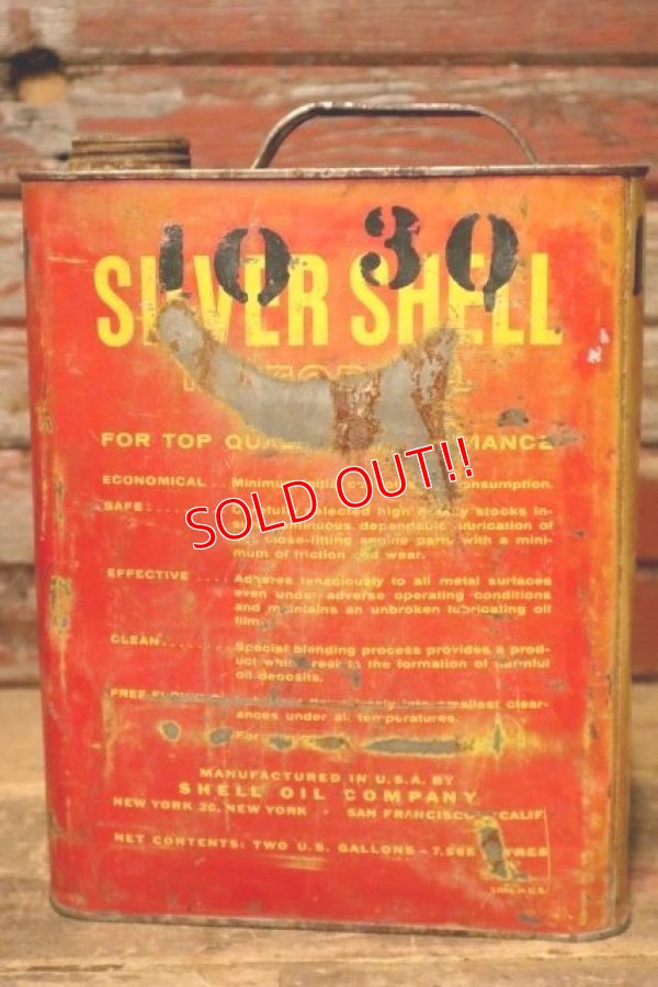 画像3: dp-231012-61 SILVER SHELL / 1950's TWO U.S.GALLONS MOTOR OIL CAN