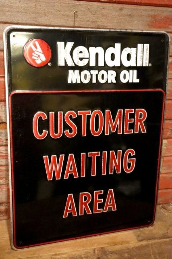 画像1: dp-231012-21 Kendall MOTOR OIL / 1980's Metal Sign "CUSTOMER WAITING AREA"