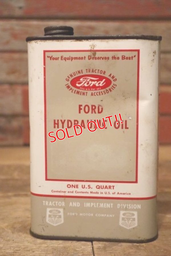 画像1: dp-231012-10 Ford / 1960's-1970's FORD HYDRAULIC OIL ONE U.S. QUART CAN